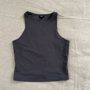 Express Body Contour High Neck Tank Top Gray Fitted Sleeveless Top XS